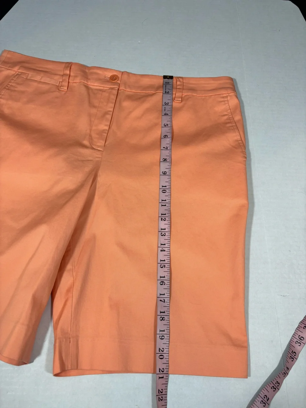 TALBOTS Perfect Short 10½” NEW Size 14 Orange stretch twill knee length